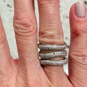 Sterling silver & pave CZ 3-layer ring